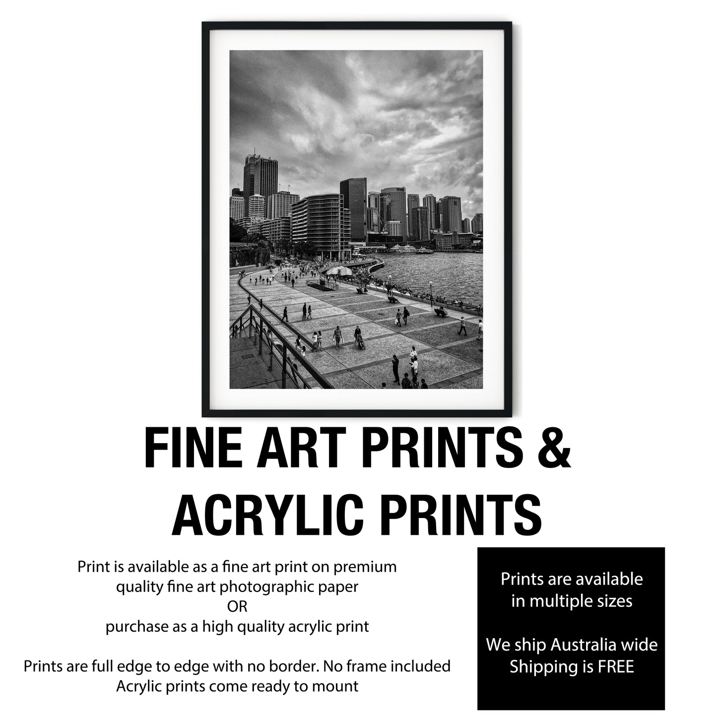 Circular Quay Sydney Skyline Black and White Print