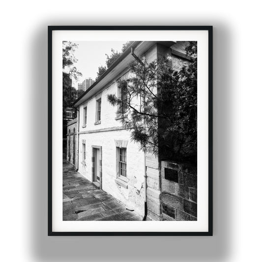 Historic Cadmans Cottage Sydney Black and White Print