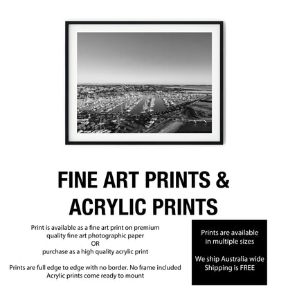 Aerial Black and White Print of Manly Harbour Queensland Black and White Print