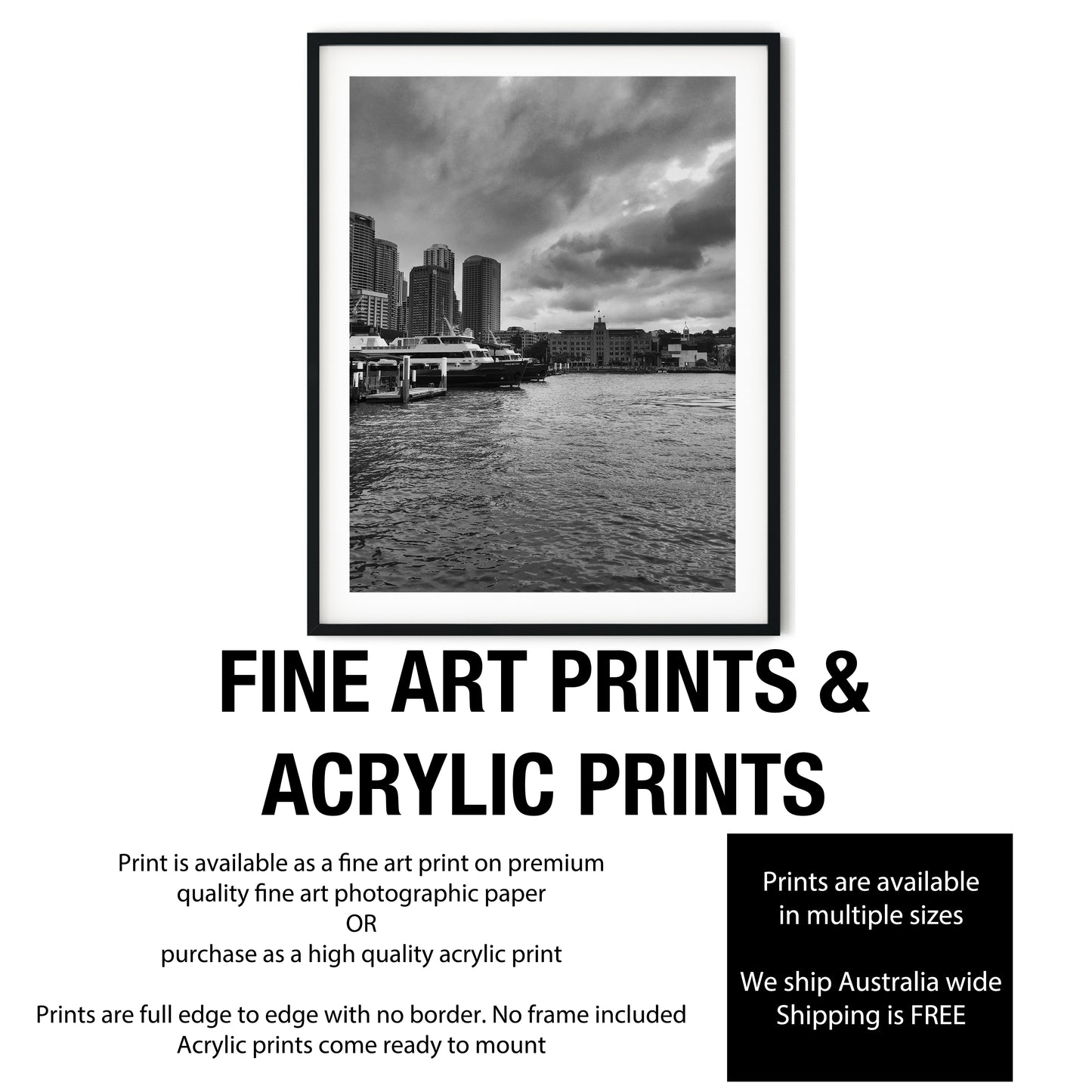 Sydney Ferries at Circular Quay Black and White Print