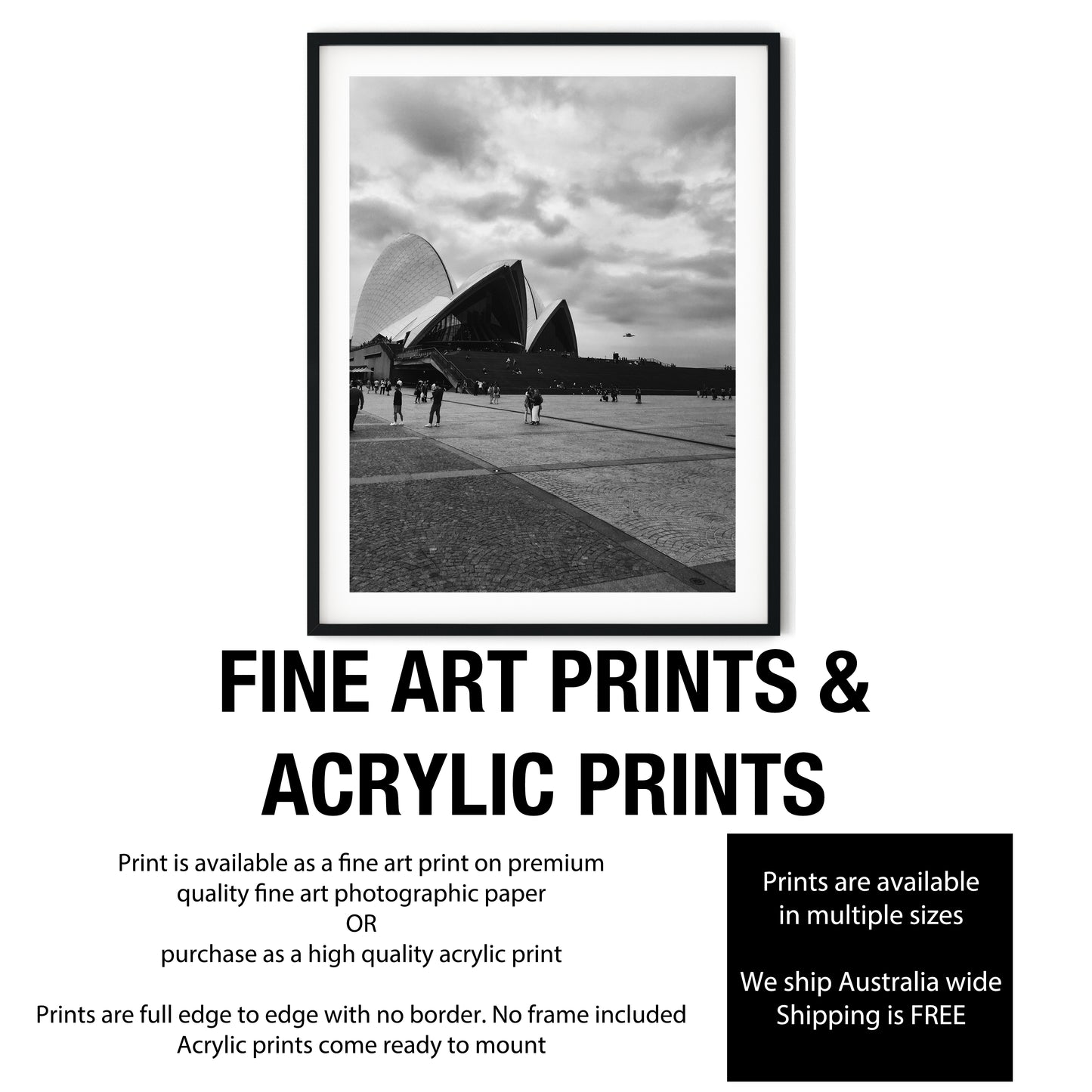 Sydney Opera House Forecourt Black and White Print