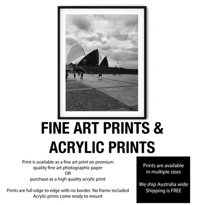 Sydney Opera House Forecourt Black and White Print