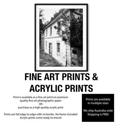 Historic Cadmans Cottage Sydney Black and White Print