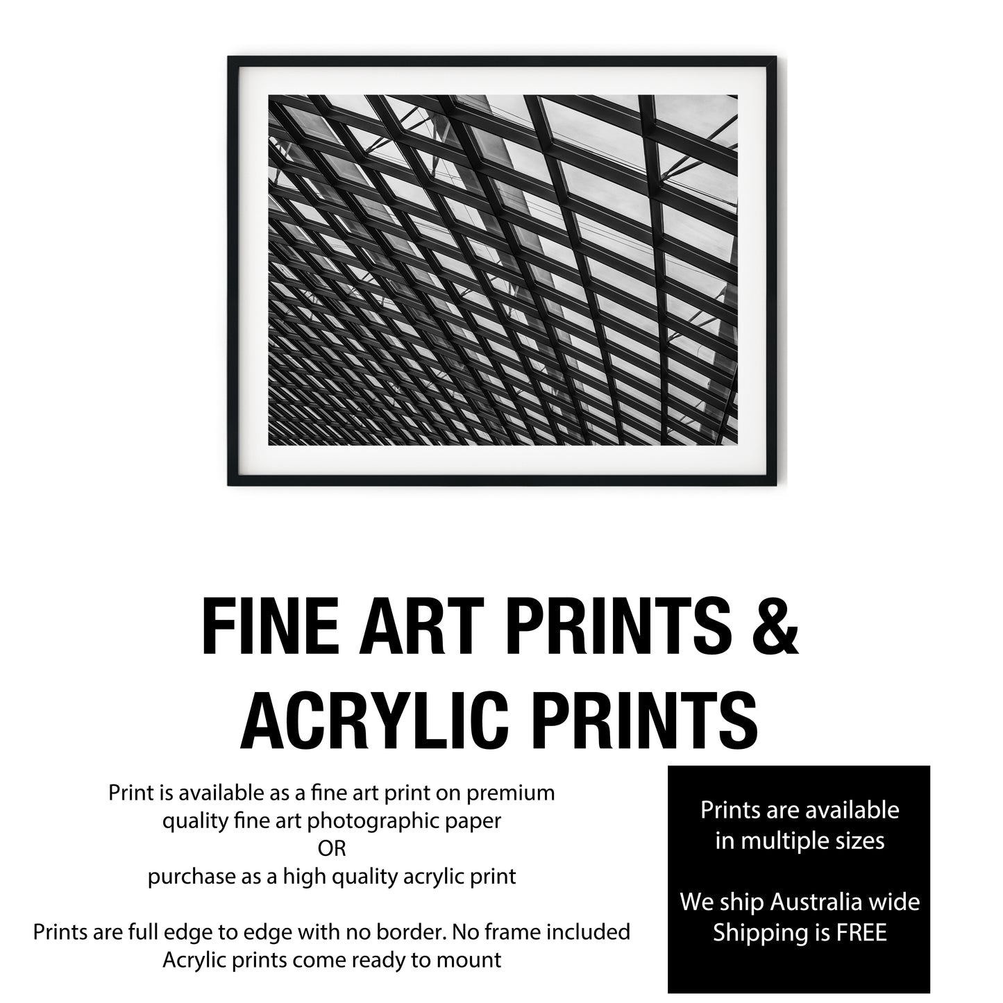 Geometric Glass Skylight Architecture Black and White Print