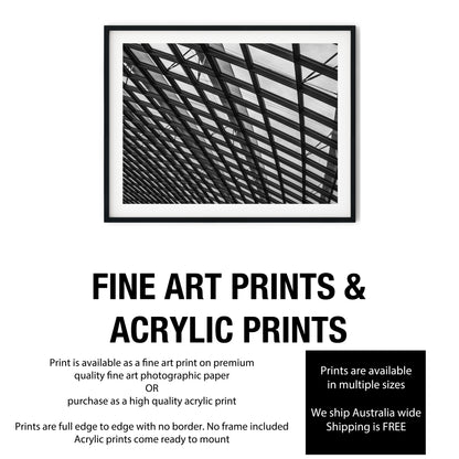 Geometric Glass Skylight Architecture Black and White Print