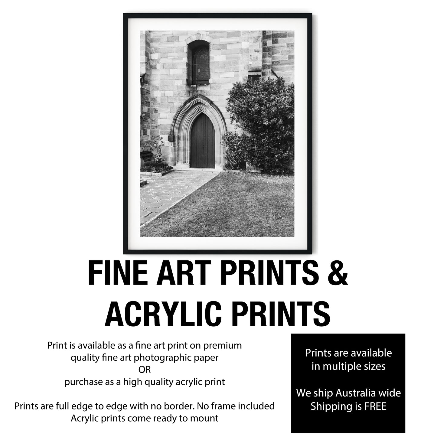 St Patrick's Church Hill Gothic Archway Black and White Print