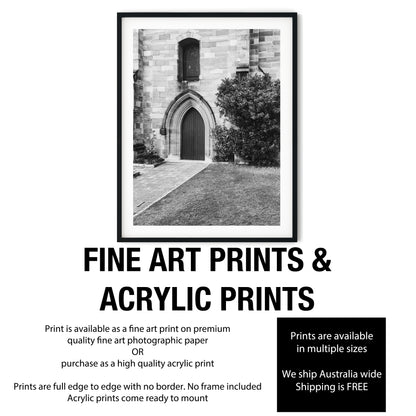 St Patrick's Church Hill Gothic Archway Black and White Print