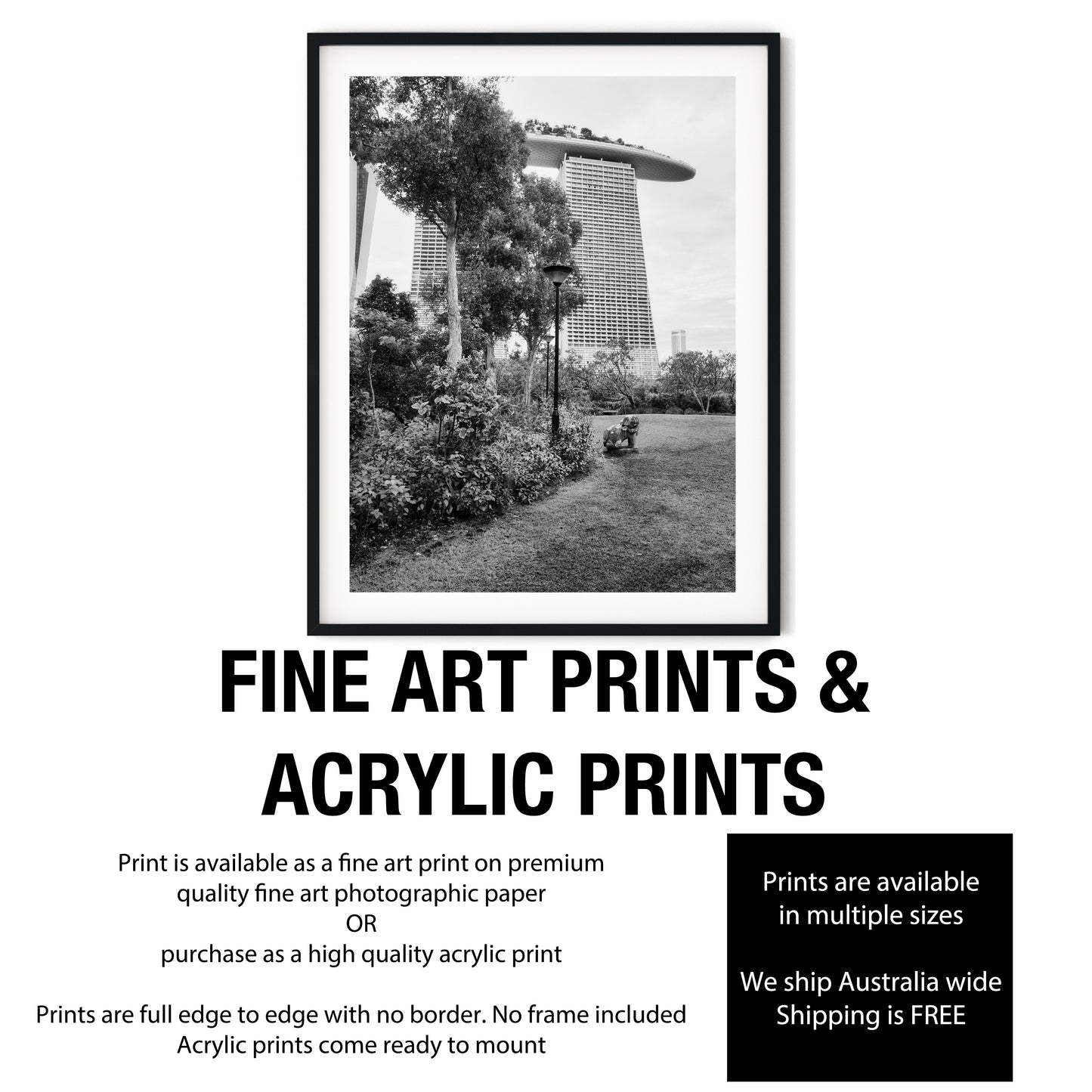 Marina Bay Sands Singapore Garden Black and White Print