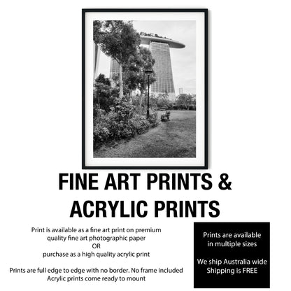 Marina Bay Sands Singapore Garden Black and White Print