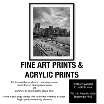 Circular Quay Sydney Skyline Black and White Print