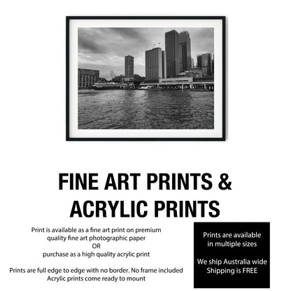 Circular Quay Sydney Skyline Black and White Print