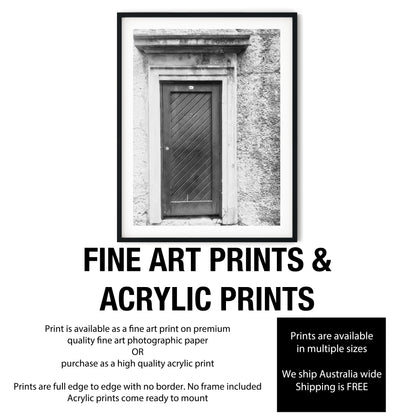 Rustic Diagonal Wooden Door Black and White Print