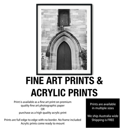 St Patrick's Church Hill Sydney Gothic Archway Black and White Print