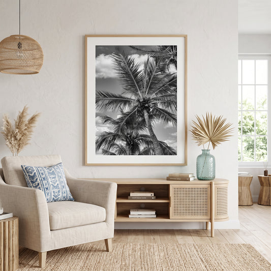 Tropical Palm Trees Black and White Print