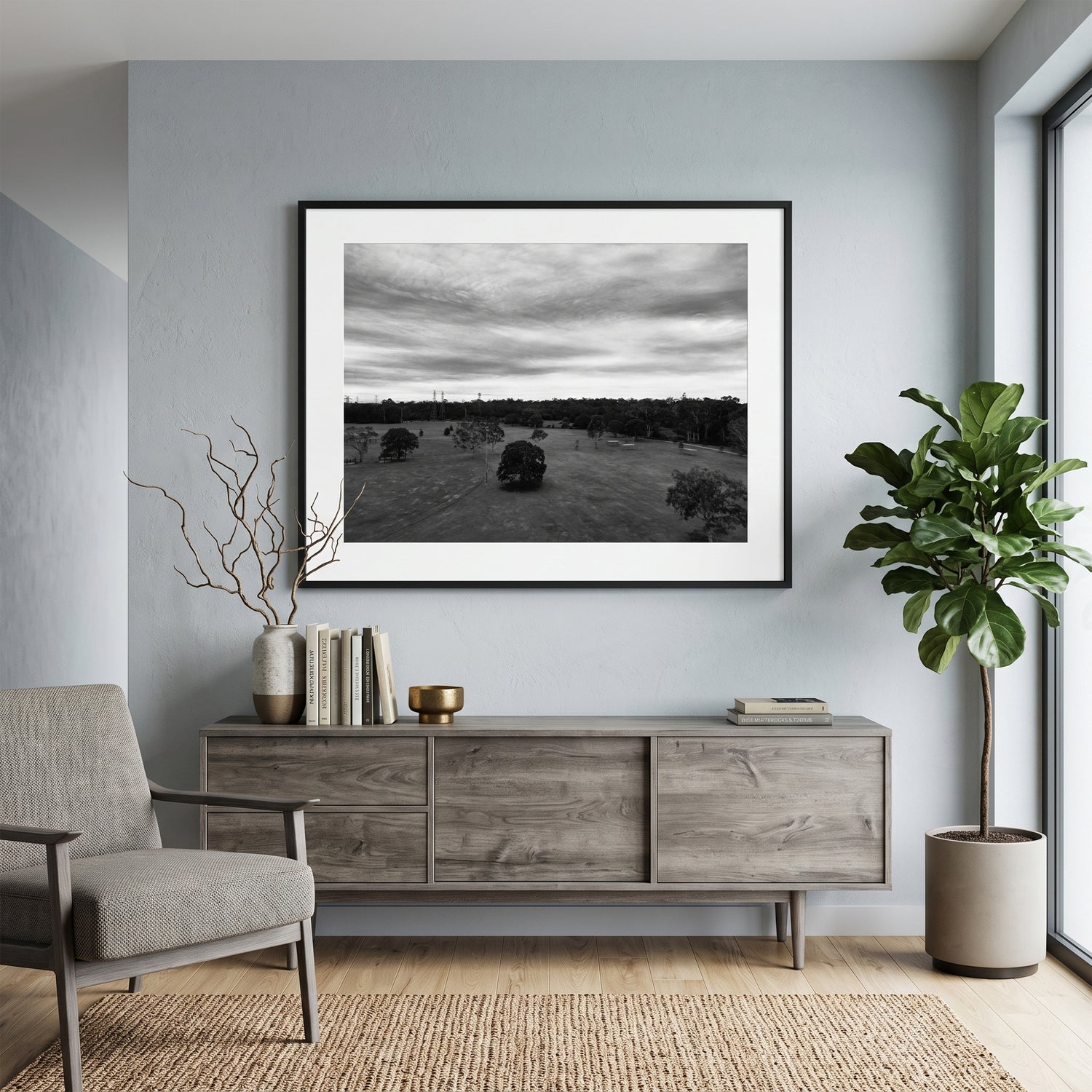 Carindale Recreation Reserve Aerial Black and White Print