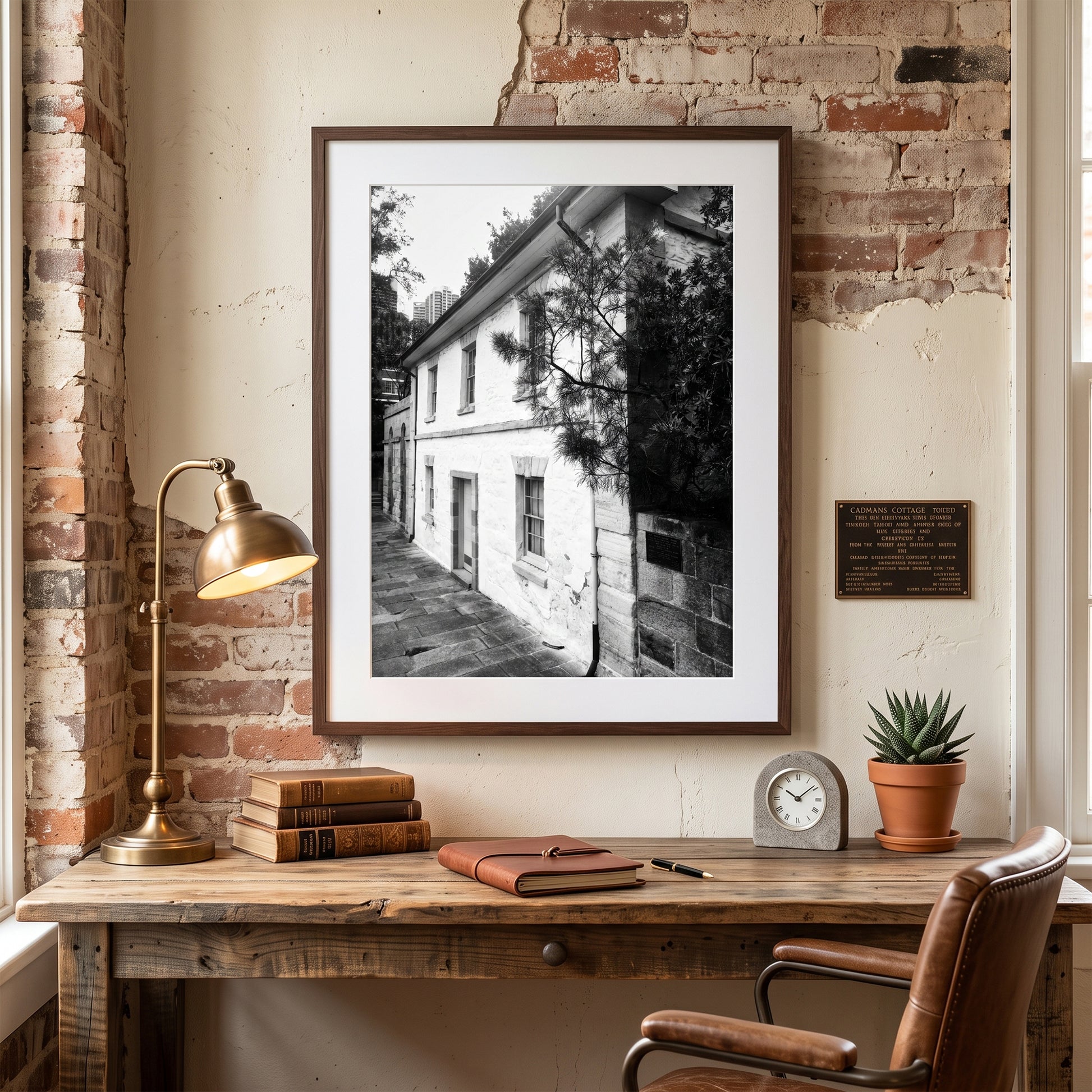 Historic Cadmans Cottage Sydney Black and White Print