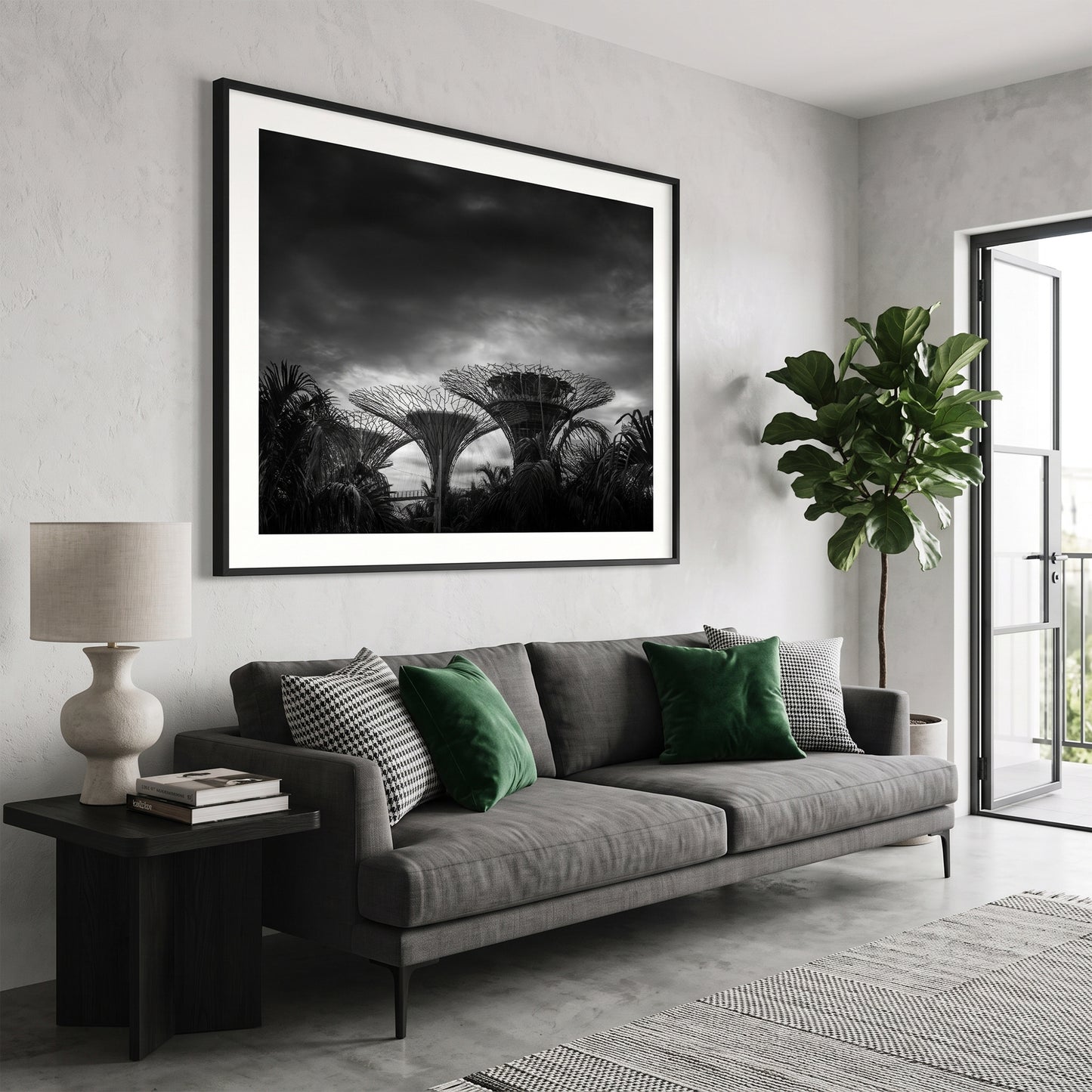 Dramatic Supertree Grove Singapore Black and White Print