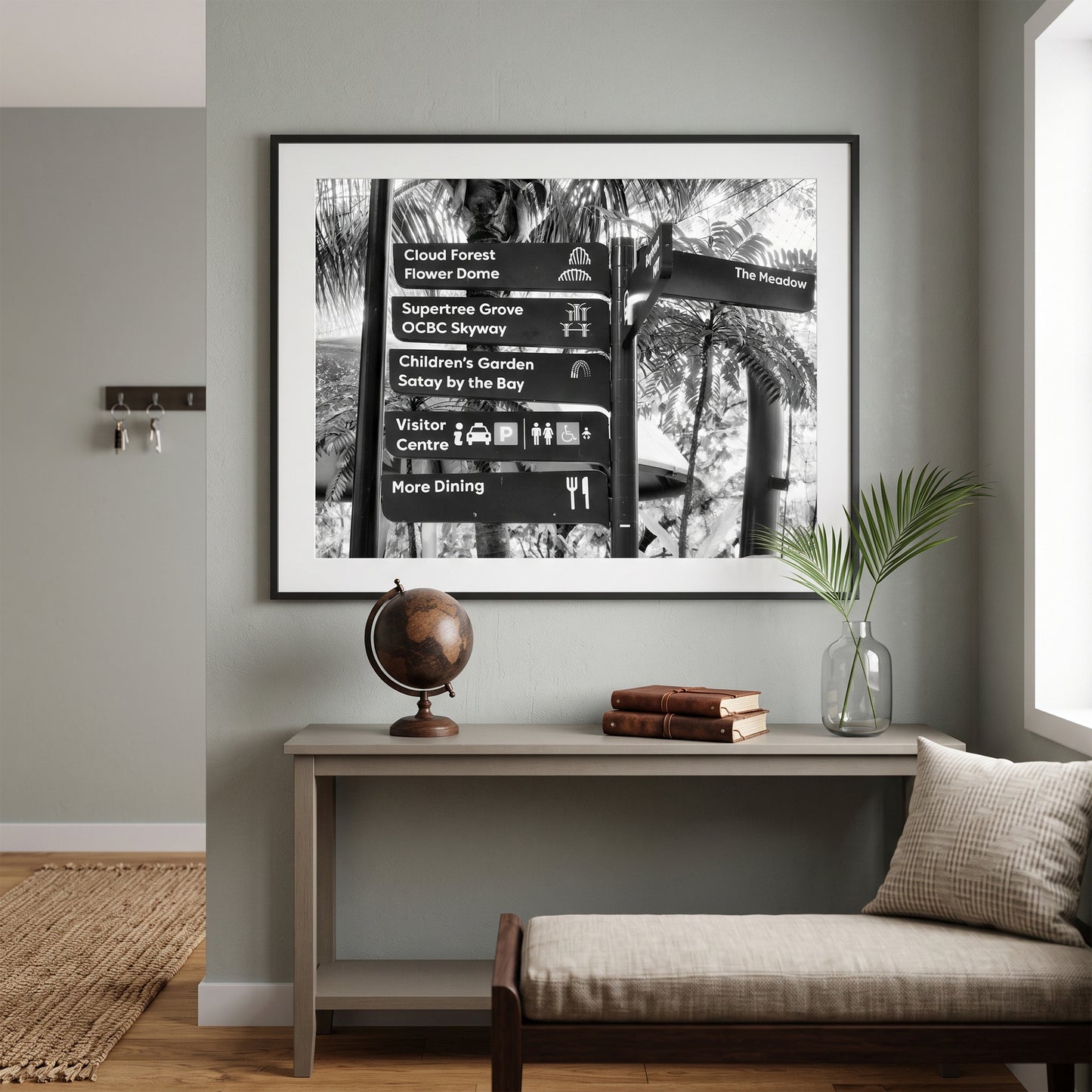 Gardens by the Bay Directional Sign Black and White Print