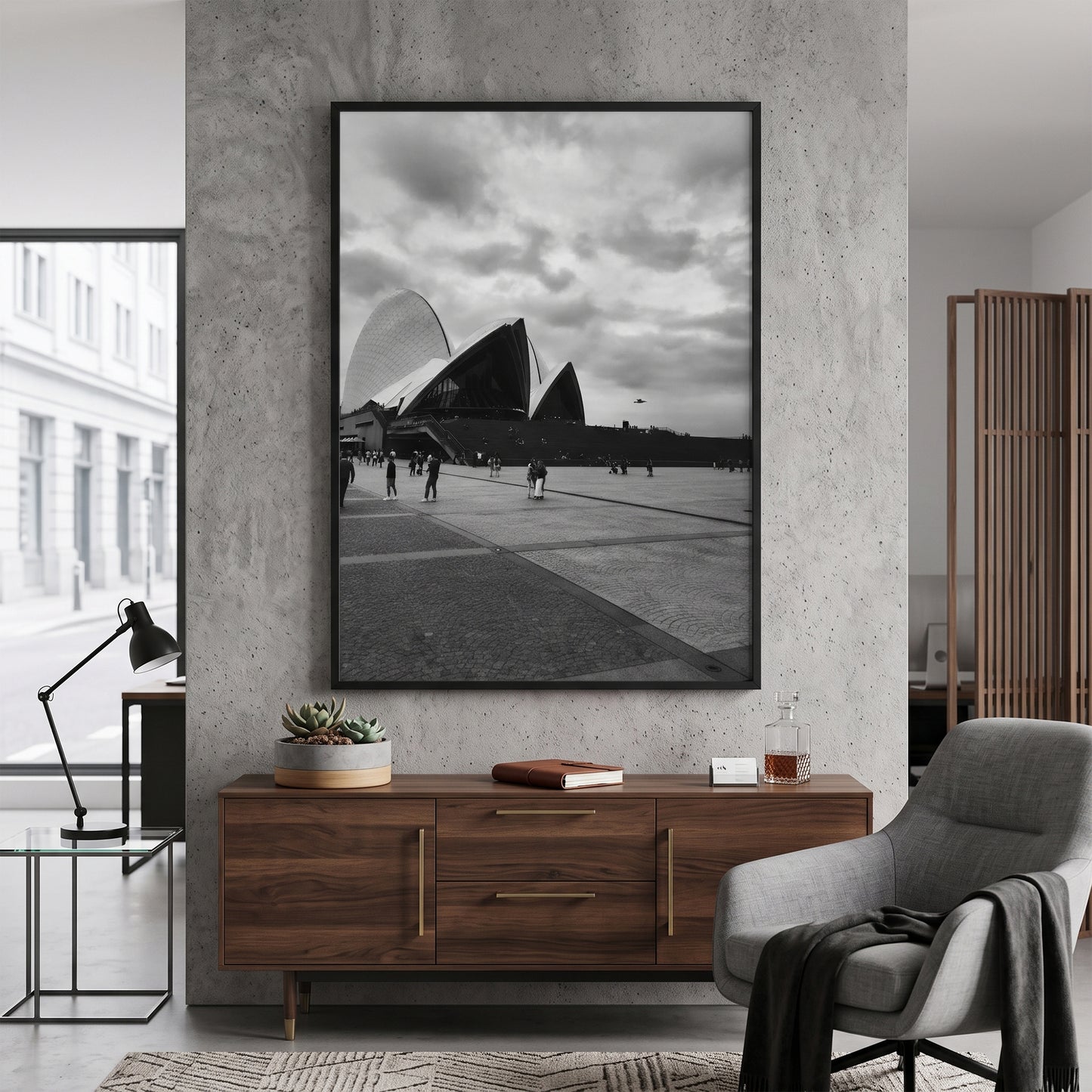 Sydney Opera House Forecourt Black and White Print