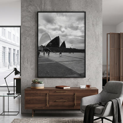 Sydney Opera House Forecourt Black and White Print