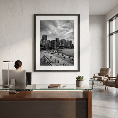 Circular Quay Sydney Skyline Black and White Print