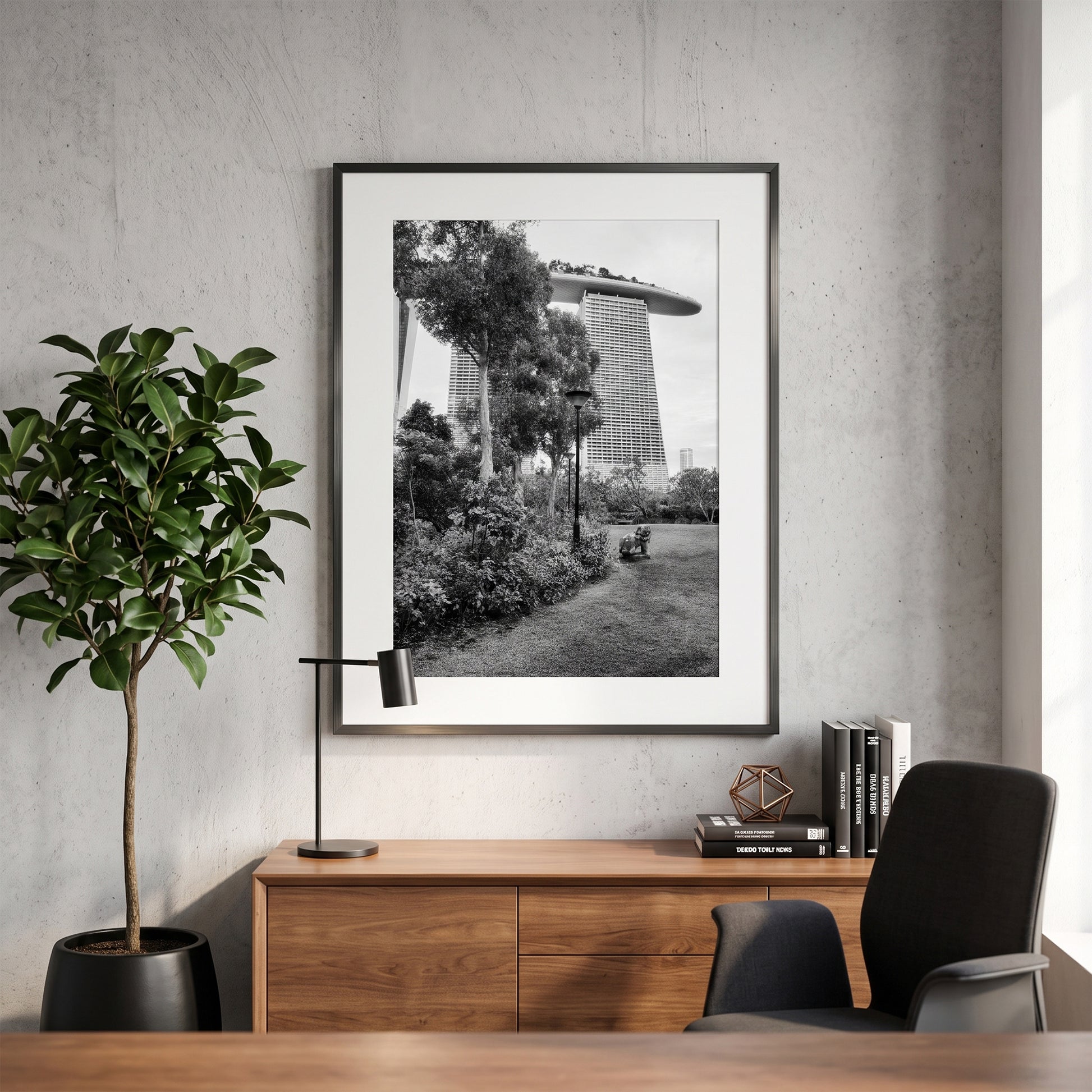 Marina Bay Sands Singapore Garden Black and White Print