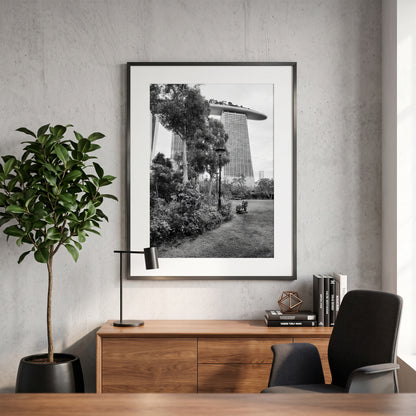 Marina Bay Sands Singapore Garden Black and White Print
