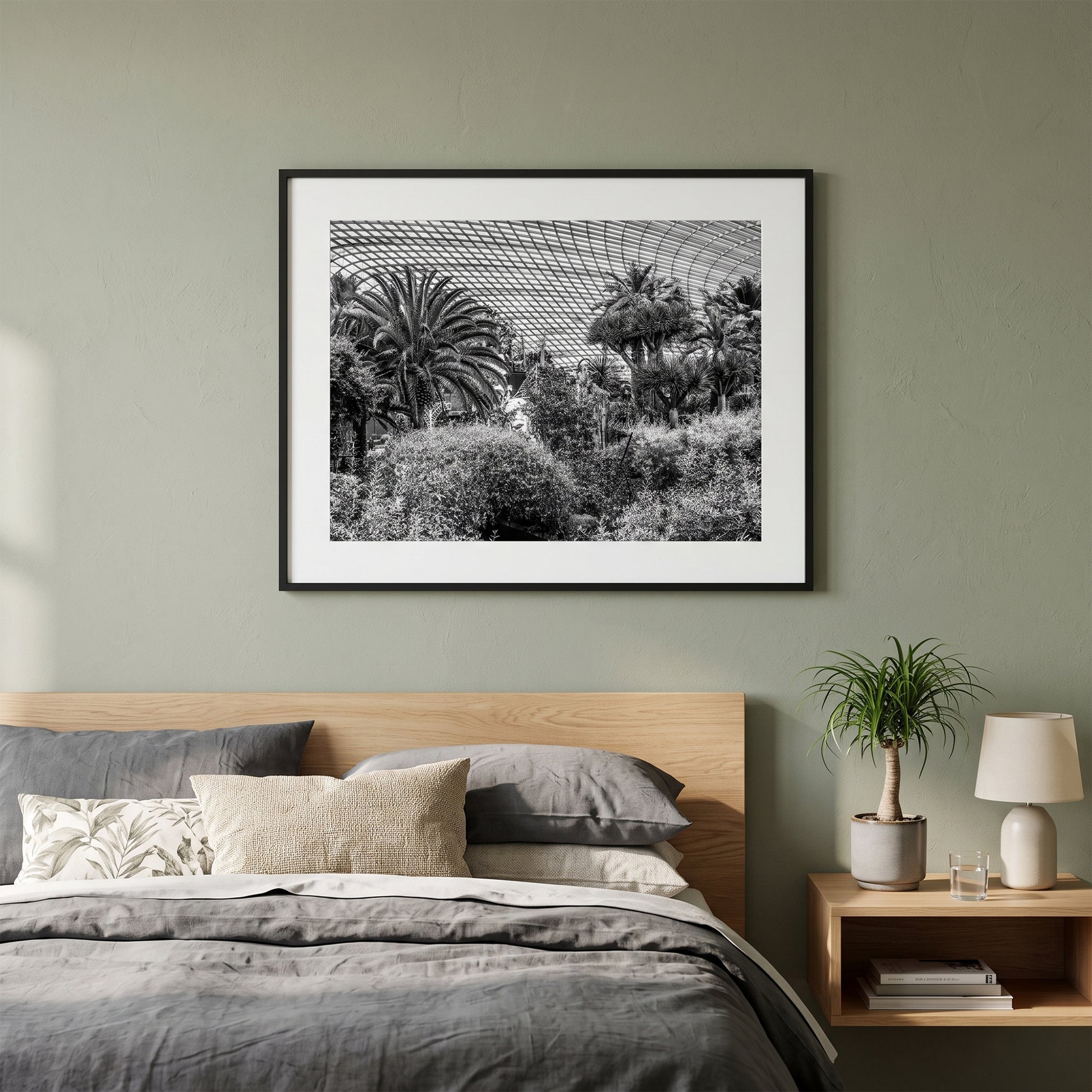 Botanical Conservatory Glass Dome Black and White Print