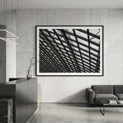 Geometric Glass Skylight Architecture Black and White Print