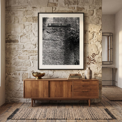 Cambridge Street Sign on Textured Wall Photo Print Black and White Print