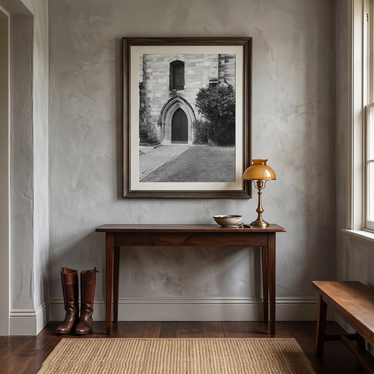 St Patrick's Church Hill Gothic Archway Black and White Print