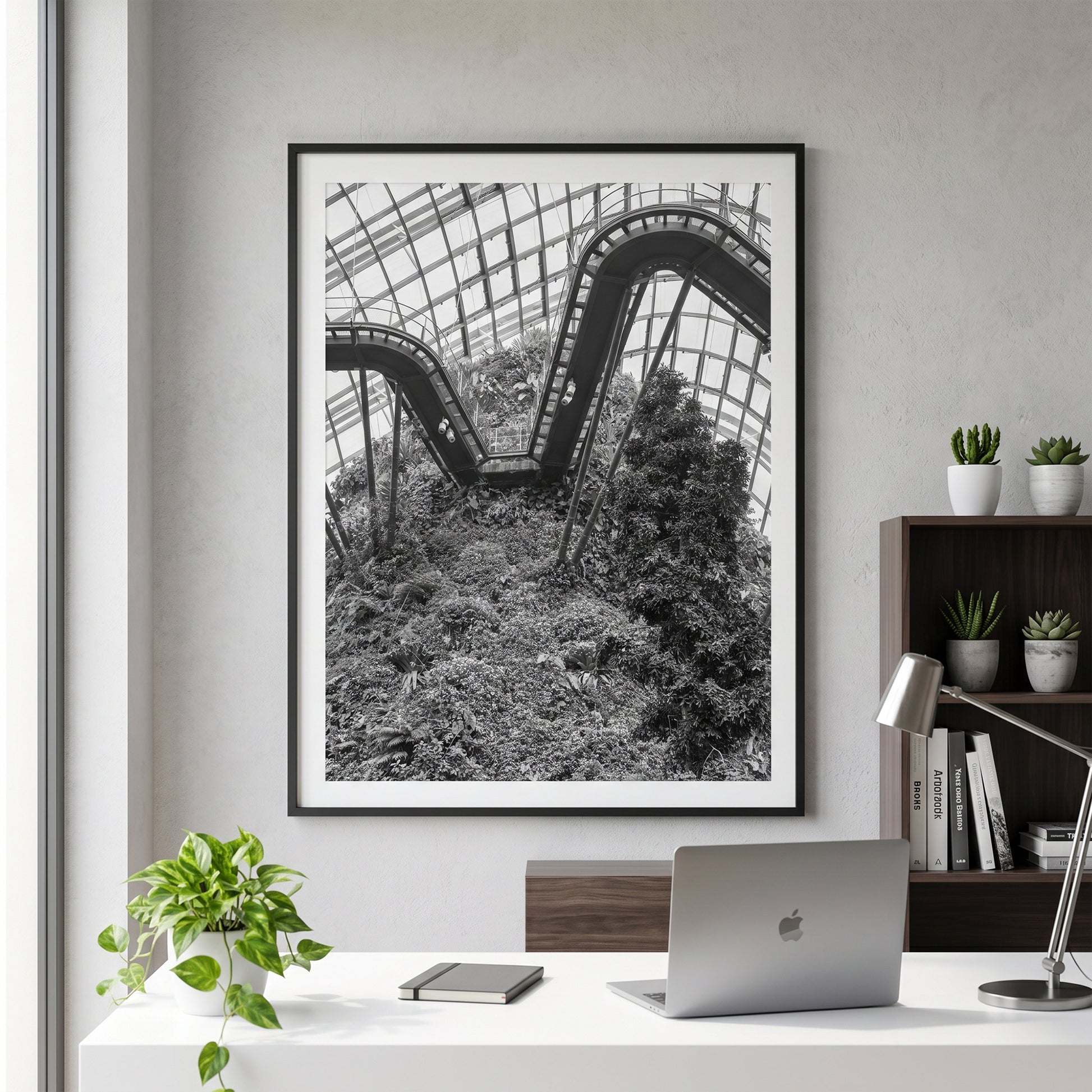 Singapore Cloud Forest Walkway Black and White Print
