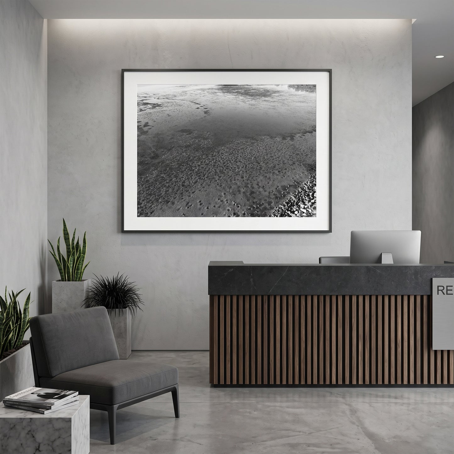 Low Tide Mudflat Textures Black and White Print