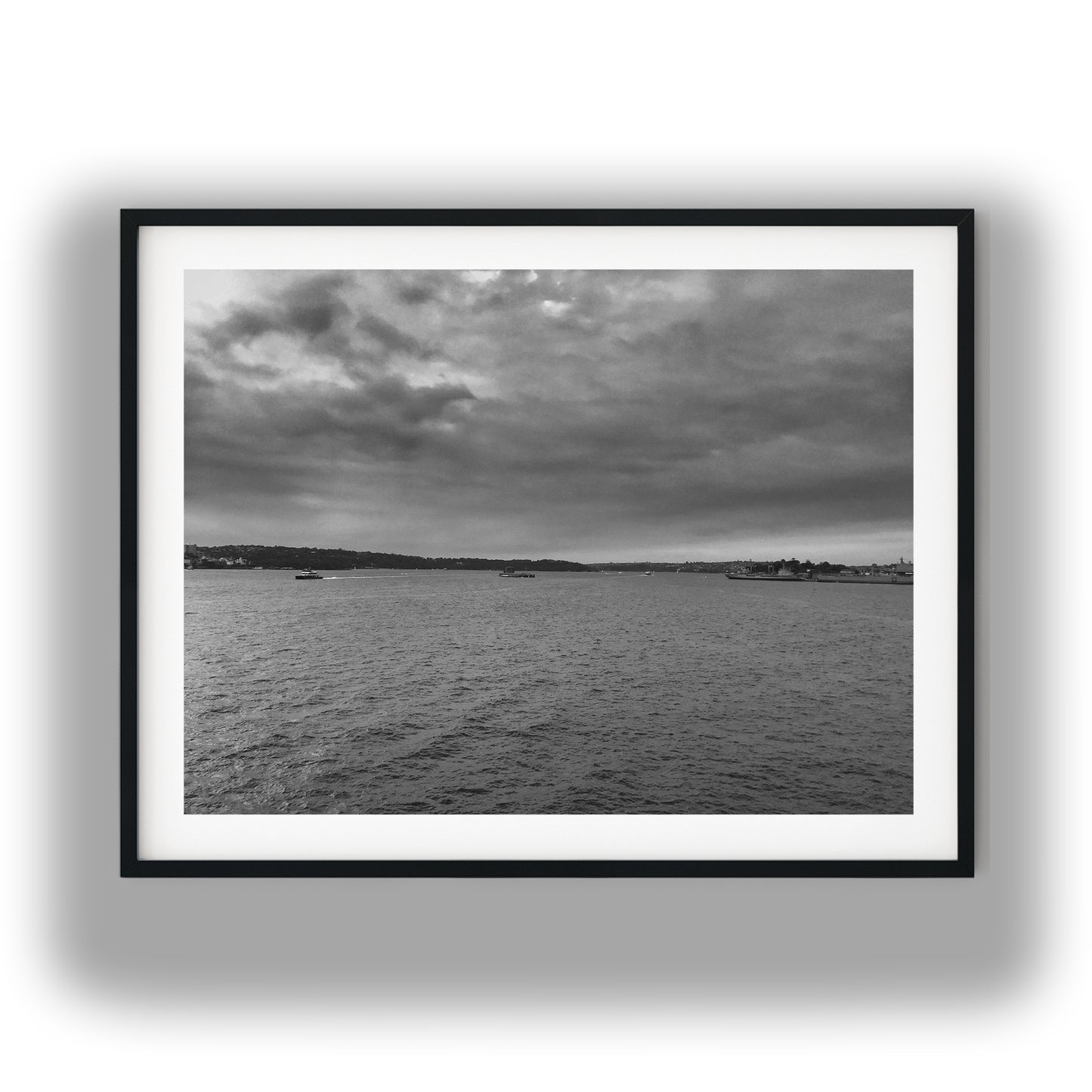 Dramatic Overcast Sydney Harbour Black and White Print