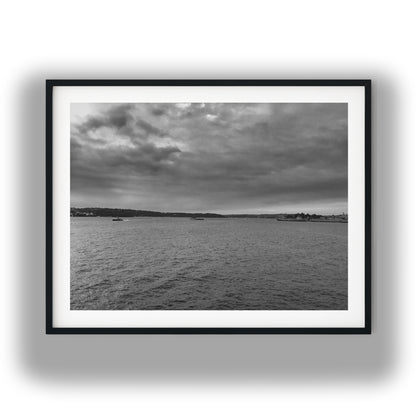 Dramatic Overcast Sydney Harbour Black and White Print