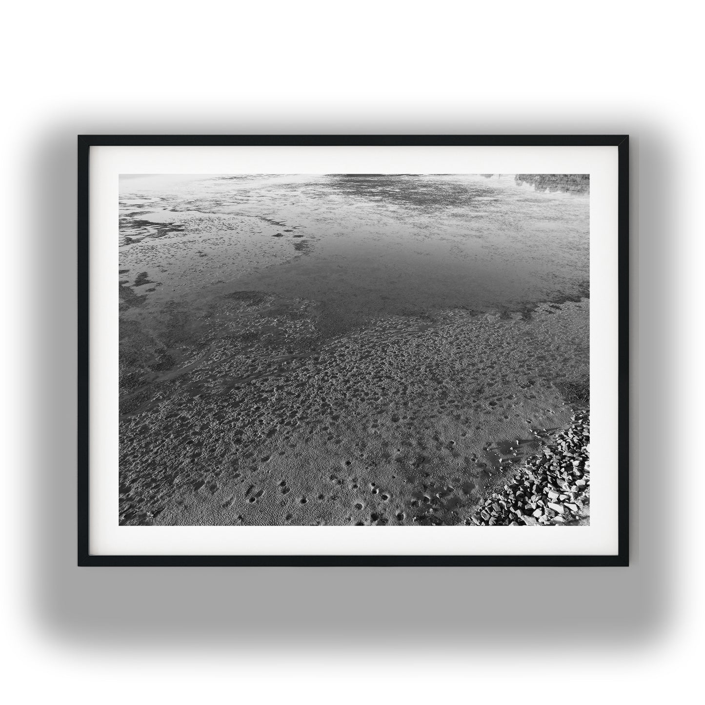 Low Tide Mudflat Textures Black and White Print