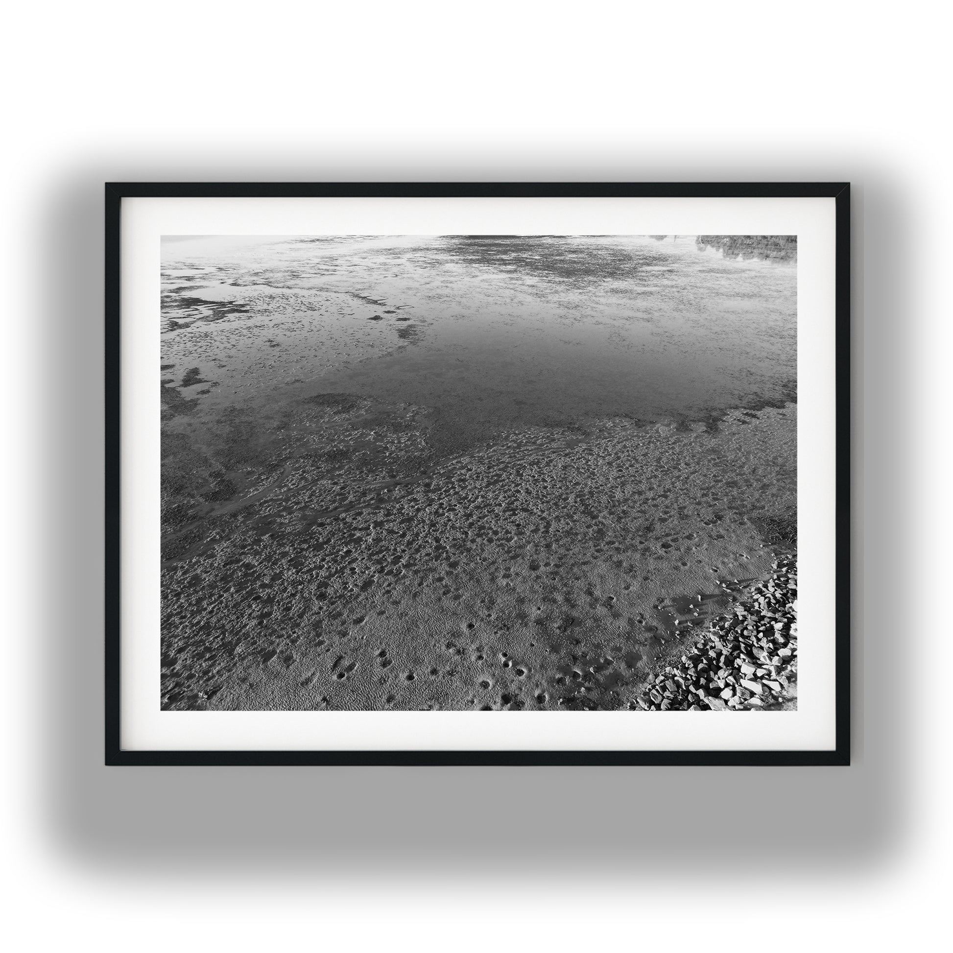Low Tide Mudflat Textures Black and White Print