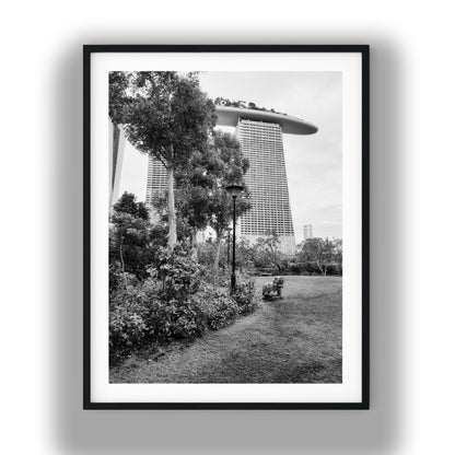 Marina Bay Sands Singapore Garden Black and White Print