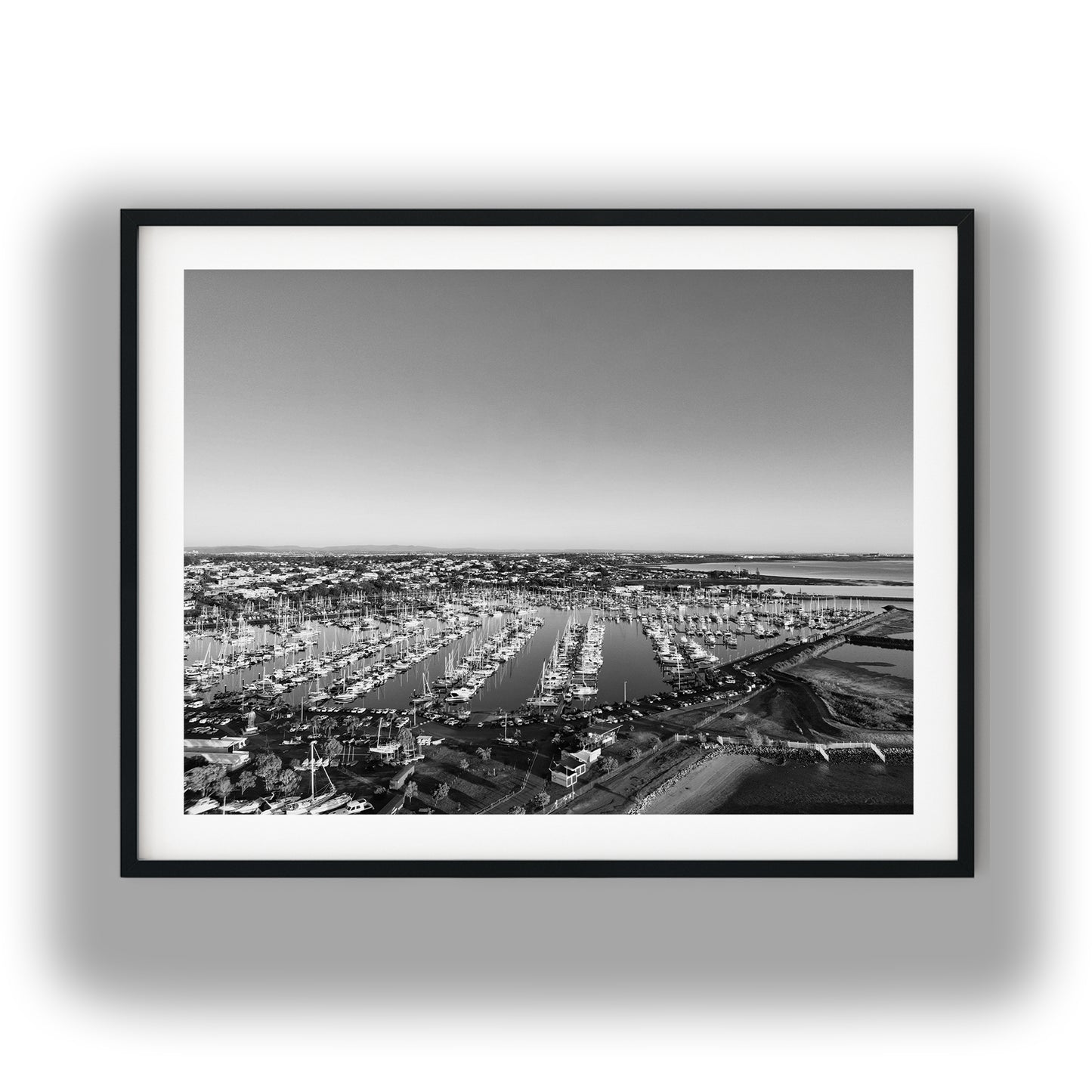 Aerial Black and White Print of Manly Harbour Queensland Black and White Print