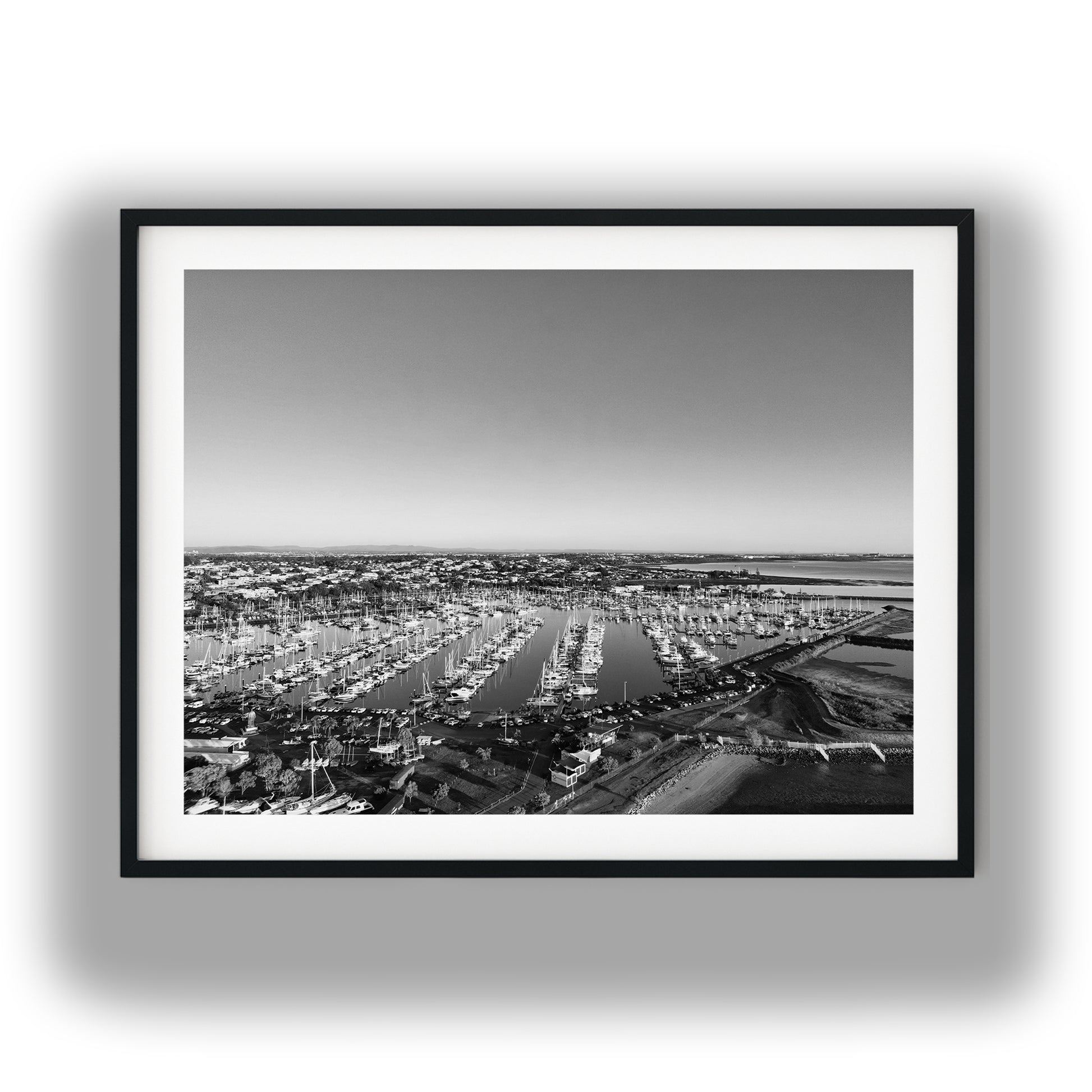 Aerial Black and White Print of Manly Harbour Queensland Black and White Print