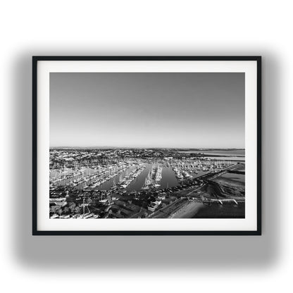 Aerial Black and White Print of Manly Harbour Queensland Black and White Print