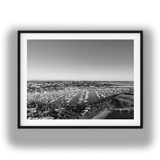 Aerial Black and White Print of Manly Harbour Queensland Black and White Print
