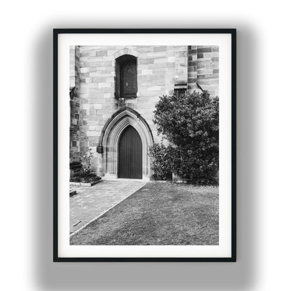 St Patrick's Church Hill Gothic Archway Black and White Print