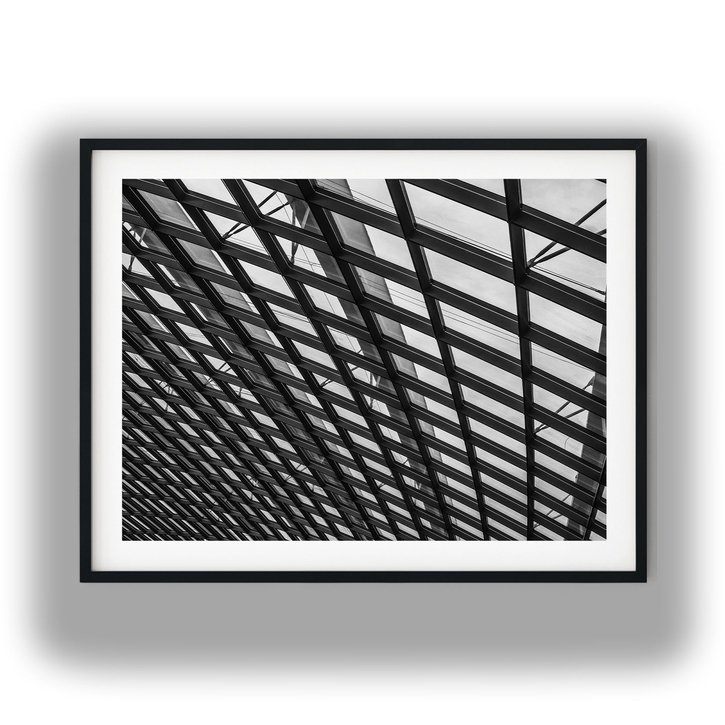 Geometric Glass Skylight Architecture Black and White Print
