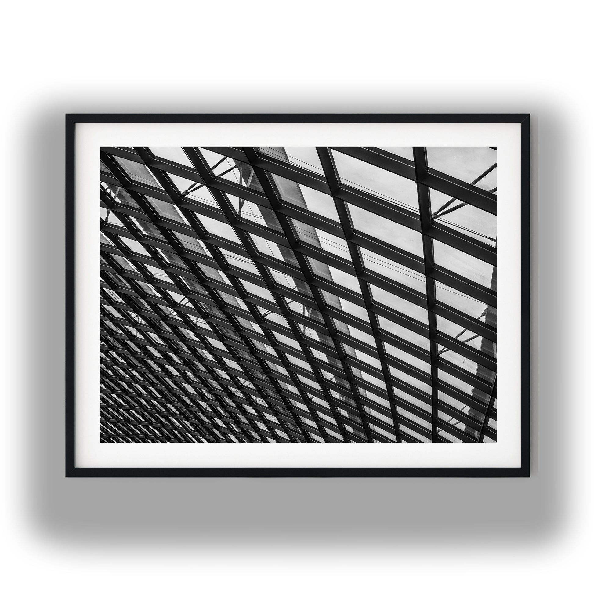 Geometric Glass Skylight Architecture Black and White Print