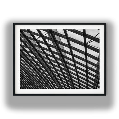 Geometric Glass Skylight Architecture Black and White Print
