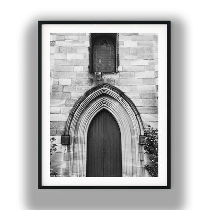 St Patrick's Church Hill Sydney Gothic Archway Black and White Print
