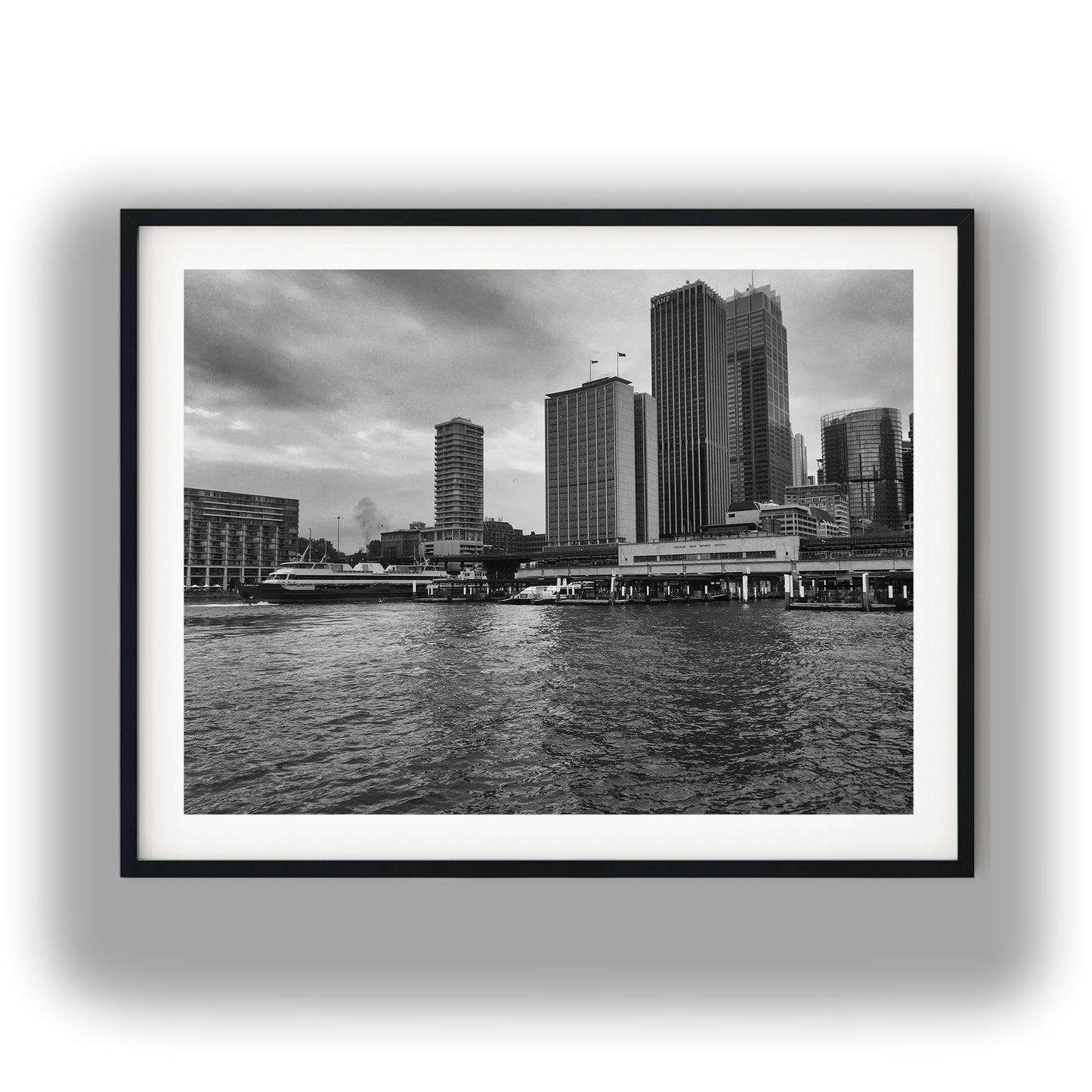 Circular Quay Sydney Skyline Black and White Print