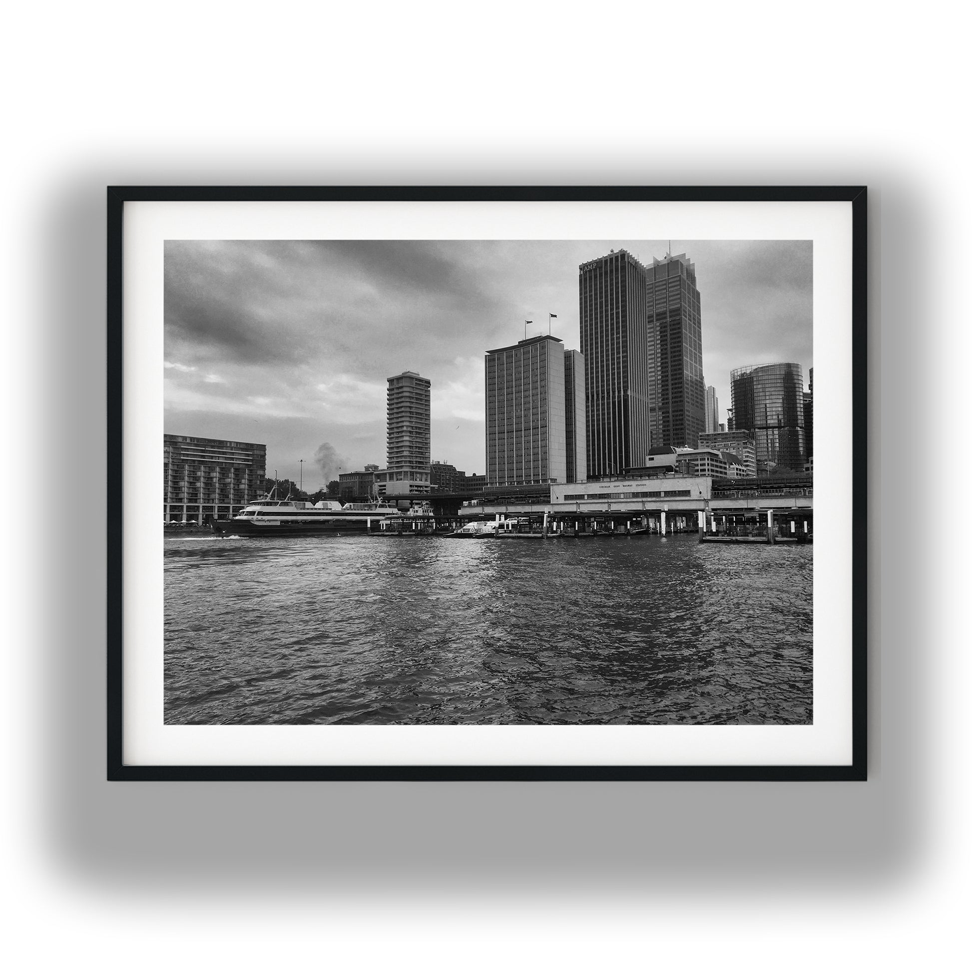 Circular Quay Sydney Skyline Black and White Print