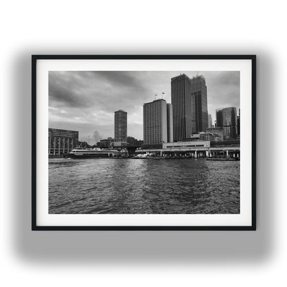 Circular Quay Sydney Skyline Black and White Print